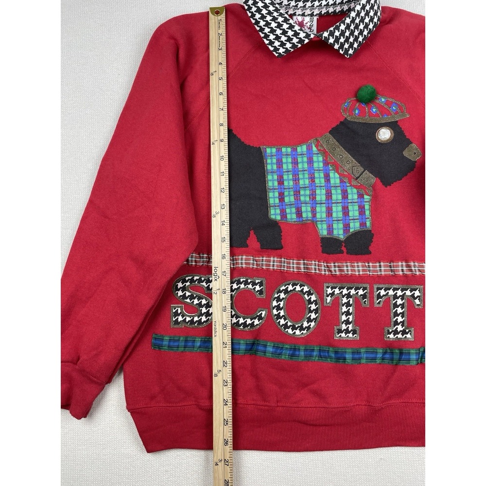 EZL Scotty Red‎ Women's Sweatshirt Top Size L/XL Red Collard Fleece Cotton Blend - Picture 2 of 9